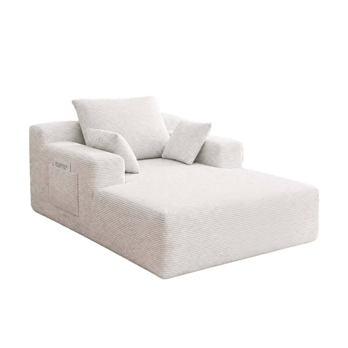 71.65'' Corduroy Chaise Lounge Sofa with Cup Holders & Storage Pocket, photo 5 of 5