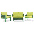 4-Piece Rope Patio Furniture Set, Outdoor Furniture with Tempered Glass Table, Patio Conversation Set Deep Seating with Thick Cushion for Backyard Porch Balcony (Fluorescent Yellow & Green)