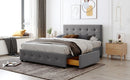 Upholstered Platform Bed With Classic Headboard And Drawers, No Box Spring Needed by HouseOfZazla