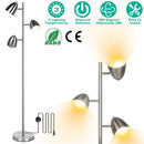Black Tree Floor Lamp – Metal Body, 3-Color LED & Adjustable Heads