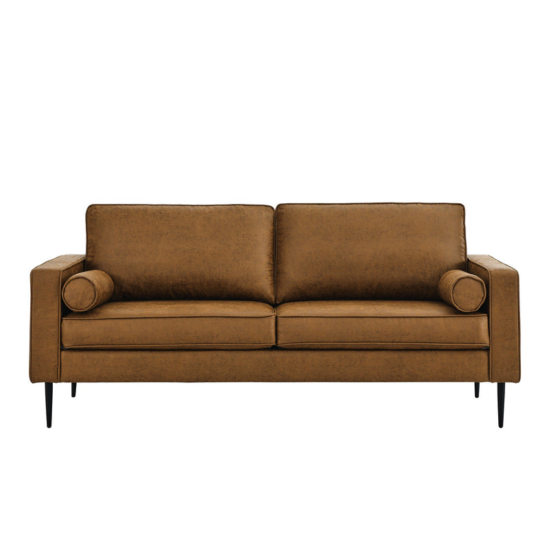 79"Mid-Century Modern Couch with high-tech Fabric Surface/ Upholstered Cushions/Pillows,Seat Sofas&Couches for Living Room Apartment Office, Large-Brown