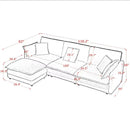 L-Shaped Sectional Sofa With Ottoman, Convertible 4 Seater Couch