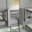 House Bunk Bed With Roof, Window, Window Box, Door, With Safety Guardrails And Ladder by Unique Piece Furniture