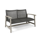 Hampton Outdoor Wood and Wicker Loveseat - Gray by HouseOfZazla