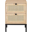 Set of 2 rectangle Rattan Bedside Table Nightstand with Drawer 2