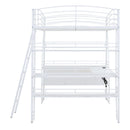 Loft Bed With 4 Layers Of Shelves And L-Shaped Desk, Stylish Metal Frame Bed With A Set Of Sockets, USB Ports And And Wireless Charging
