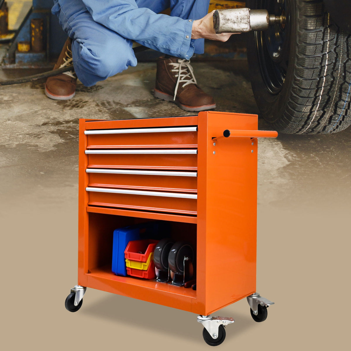 4 Drawers Multifunctional Tool Cart With Wheels, photo 11 of 38