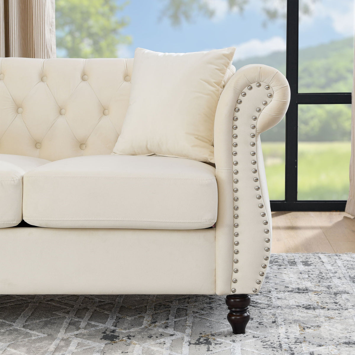 Chesterfield Sofa With Rolled Arms And Nailhead Trim, photo 32 of 40