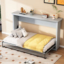 Twin Size Murphy Bed With Cabinet Storage - Gray by HouseOfZazla