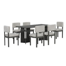 Dining Table Set With 6 Upholstered Chairs, Rectangular Table With Cutout Legs by HouseOfZazla