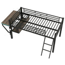 Gaming - Twin Loft Bed With Desk And LED - Black by HouseOfZazla