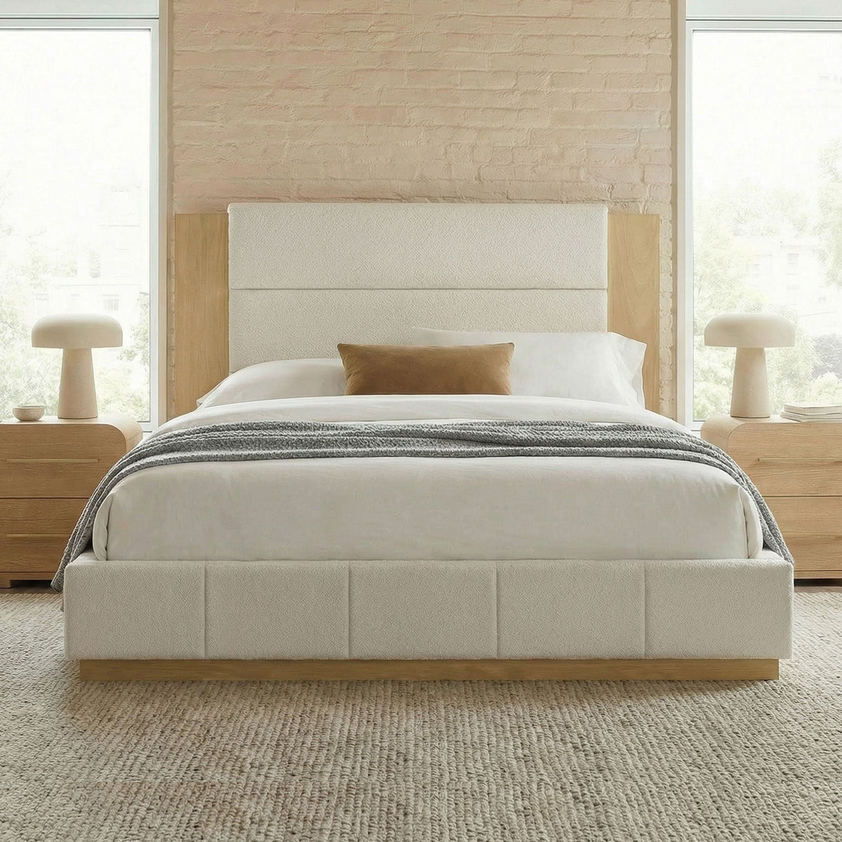 Modern Upholstered Platform Bed With Extended Headboard, photo 16 of 23