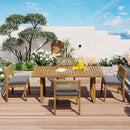 U_Style Multi-Person Outdoor Acacia Wood Dining Table and Chair Set by HouseOfZazla