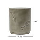 Rustic Magnesium Oxide Side Table With Fish Pattern Design - Gray by HouseOfZazla