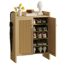 Rattan Shoe Cabinet with Doors, 6-Tier Storage Organizer
