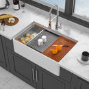 Kitchen Sink Workstation 33" Single Bowl Sink With Work Surface - White by HouseOfZazla