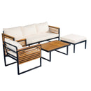 Outdoor 4-Piece Acacia Wood and Metal Patio Sofa Set by HouseOfZazla