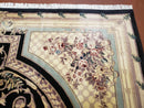 8x10 Aubusson Rug, Fine Hand Knotted Wool Carpet, French European Design, Black & Ivory