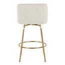Toriano - Contemporary, Fixed Height Counter Stool With Swivel With Round Footrest (Set of 2)