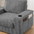 Oversized Chaise Lounge Indoor Rabbit Fur Sofa Bed With Storage Ottoman And Armrests Cup Holders With Deep Seat by HouseOfZazla