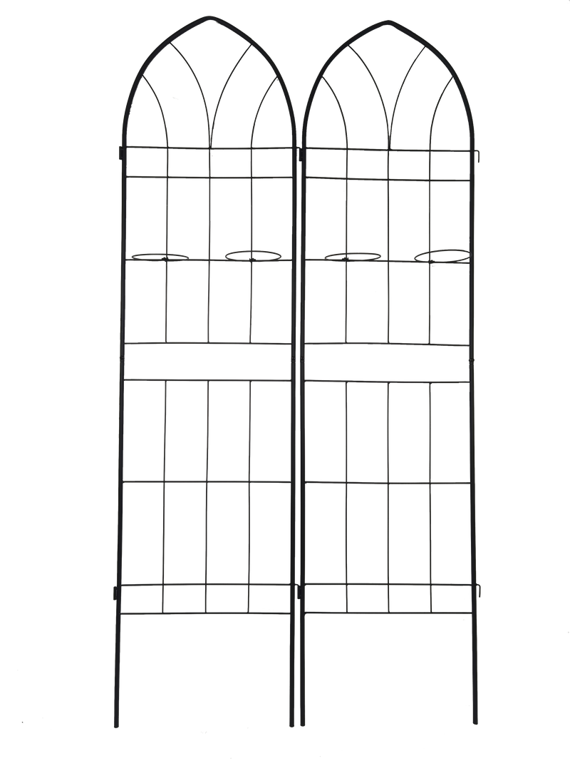 2 Pack Metal Garden Trellis 78.7" x 19.7" Rustproof Trellis for Climbing Plants Outdoor Flower Support Black