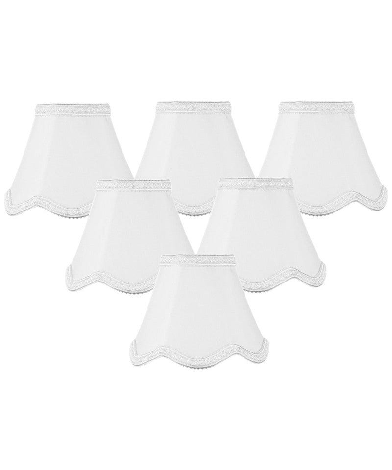 5"W x 4"H Set of 6 Down White Scallop Stretch Clip-on Candelabra Lampshade