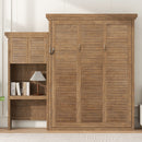 Queen Size Murphy Bed With Louvered Design And Multiple Storage Shelves - Wood by Unique Piece Furniture