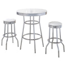 Midge - 3 Piece Round 1950S Bistro Pub Bar Table Set With Upholstery - White by HouseOfZazla