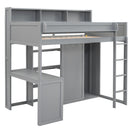 Loft Bed With Built In Desk, Storage Shelves, And Wardrobe by HouseOfZazla