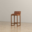 Gavin Mid-Century Modern 25'' Solid Wood Genuine Leather Counter Stool