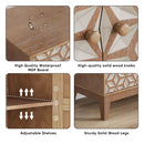 Geometric Design Sideboard With 2 Doors And Adjustable Shelves - Tangerine / Walnut