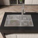 Stainless Steel Kitchen Sink, 32"x19" Double Bowl in Brushed Nickel by HouseOfZazla