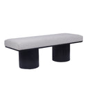 Upholstered Bench With Black Chunky Legs Boucle Contemporary Style Bed-End Bench For Bedroom Living Room - Light Gray by HouseOfZazla