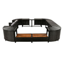 Spa Surround Spa Frame Quadrilateral Outdoor Rattan Sectional Sofa Set With Mini Sofa, Wooden Seats And Storage Spaces by HouseOfZazla