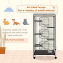 6 Level Small Animal Cage for Dwarf Rabbits, Pet Minks, and Chinchillas w/ Removable Tray, Ramp, Water Bottle, Food Dish, Small Pet Cage for Indoor Use, Black