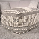 Rustic Wool And Cotton Large Pouf, Handcrafted Tufted Design - Brown / Beige by HouseOfZazla