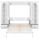 French Style Murphy Platform Bed With Shelf, Side Cabinets, Drawers And LED