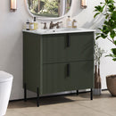 Bathroom Vanity With Ceramic Sink, Fluted Design by HouseOfZazla