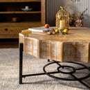 31.5 "Vintage Splicing Lace Shaped Coffee Table with Fir Wood Table Top and Concave Metal Cross Legs (Set of 2)