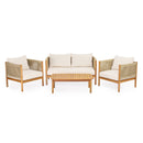 4-Piece Outdoor Sofa Set with Acacia Wood Frame in Teak Look by HouseOfZazla