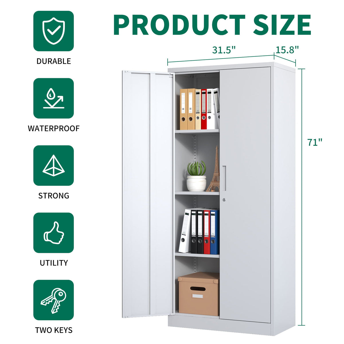 Heavy Metal Garage Storage Cabinet With Locking Doors, Steel, Adjustable Shelves, photo 18 of 34