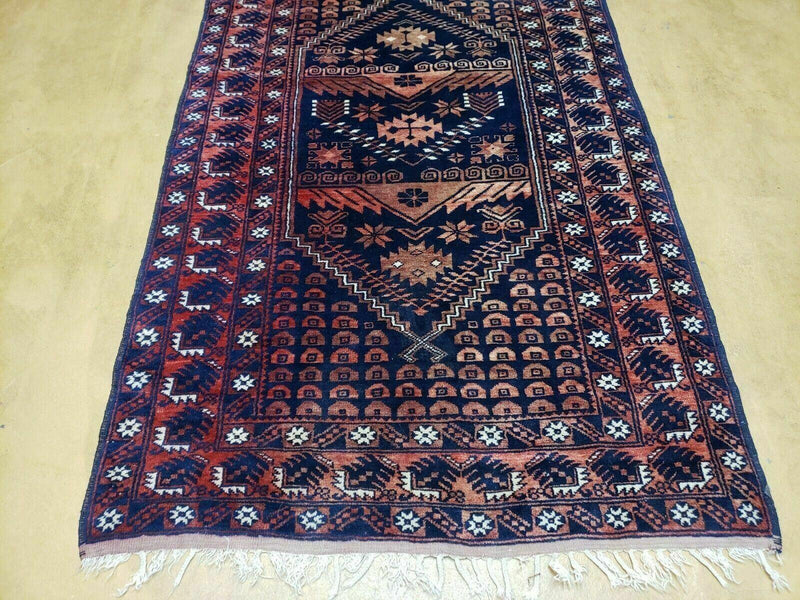 3' 4" X 5' 6" Vintage Handmade Pakistan Balouchi Balouch Tribal Wool Rug Nice