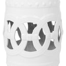 Elegant Glazed Ceramic Drum Stool Indoor / Outdoor Side Table Accent Garden Stool - White by HouseOfZazla