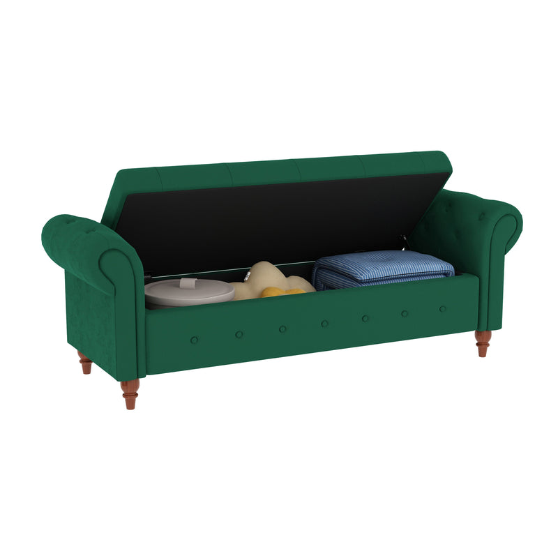 63" Bed Bench Green Velvet
