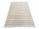 5x8 Turkish Kilim Rug, Flatweave Carpet, Striped Blanket, Southwestern Design, New, Gray, Wool, High Quality, Hand-Knotted