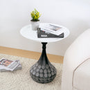 Accent Metal Coffee Table, Pedestal Table for Living Room, Hand-Hammered Texture, White+Black by HouseOfZazla