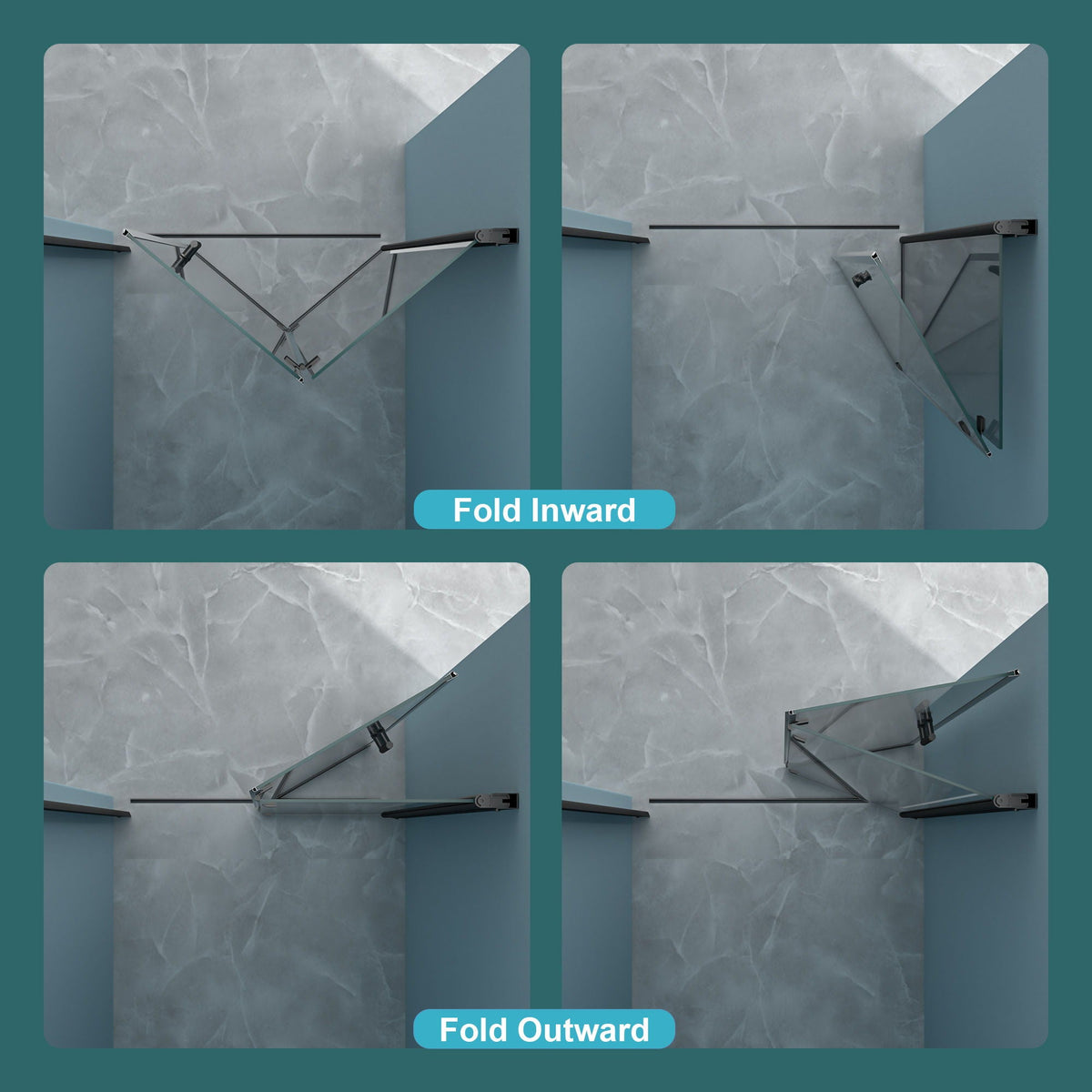 Fold Frameless Shower Door With Tempered Glass, photo 17 of 40