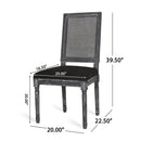 French Country Dining Chair With Rectangular Cane Backrest And Smooth Upholstered Seating