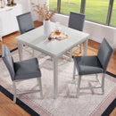 5 Pieces Counter Height Table Set, Kitchen Table With Square Table And 4 Upholstered Chairs by HouseOfZazla