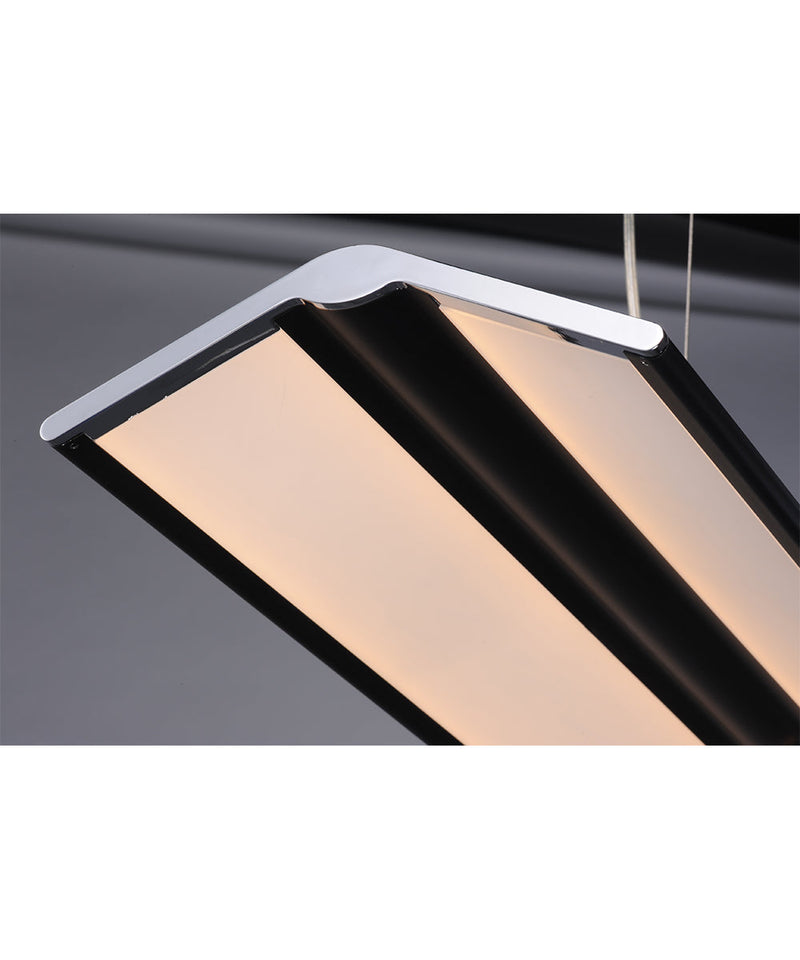 Glider 46"L 1-Light LED Island Light Light Fixture Black and Polished Chrome Finish by ET2